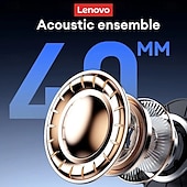 levne Herní headsety-Lenovo TH53 Bluetooth V5.4 sluchátka HiFi stereo zvuk s hudebním režimem, vestavěná sluchátka, 2 mikrofony pro HD hovory