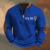 Men's Sweatshirt Quarter Zip Sweatshirt Black Royal Blue Half Zip Graphic Letter Sports & Outdoor Daily Holiday Polyester Streetwear Casual Fall & Winter Clothing Apparel Hoodies Sweatshirts  Long4