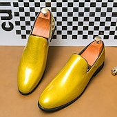 economico Slip-ons e mocassini da uomo-Mocassini slip-on da uomo in metallo dorato lucido – scarpe eleganti in similpelle alla moda per feste, ricevimenti nuziali, spettacoli teatrali, balli di fine anno ed eventi in discoteca