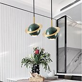 baratos Luzes da ilha-Luminária pendente moderna em formato de globo, luminária pendente em latão escovado de meados do século com cúpula de mármore, lustre com altura ajustável para ilha de cozinha, sala de jantar &amp;