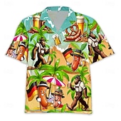 tanie Shirts-Hawaiian Shirts Aloha Shirt Bavarian Munich German Alpine Graphic for Men's Adults' 3D Print  for Carnival Oktoberfest Beer Beach Vacation Party