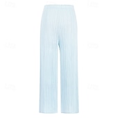 economico Pantaloni a gamba dritta-Per donna Chinos Pantaloncini Capri Elegante Vintage Moda Lunghezza alla caviglia Misura del girovita medio Semplice Pieghettato Comodo Elasticizzato blu acqua Avocado Nero Zenzero Estate Primavera