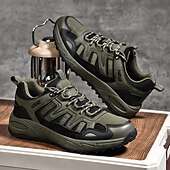 abordables Baskets-Homme Chaussures Décontractées Chaussures de randonnée Marche Occasionnel Cuir PU Maille Confortable Antidérapant Respirant À lacets Noir Jaune Vert Été Printemps