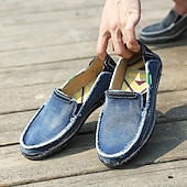 economico Slip-ons e mocassini da uomo-Mocassini da uomo in denim blu con bordo sfrangiato, scarpe casual leggere slip-on per le uscite del fine settimana, le passeggiate estive e il comfort quotidiano