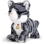voordelige Knuffels &amp; Pluchen dieren-Interactief elektronisch knuffeldier - upgrade met led-licht, ogen, geanimeerde geluidsbesturing, elektronische huisdierenrobot, kat, kitten, speelgoed, cadeaus voor jongens &amp;meisjes kinderverjaardag