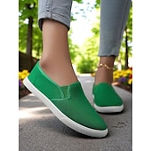 cheap Women&#039;s Sneakers-Women&#039;s Canvas Slip-On Sneakers – Lightweight Minimalist Flats for Daily Errands, Park Walks and Weekend Brunch Outings