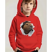 billiga Pojkens 3D-djur-Pojkar 3D Djur Huvtröja Långärmad Vår Höst Mode Streetwear Barn 4-12 år Huva Utomhus Ledigt Dagligen Normal
