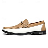 cheap Men&#039;s Slip-ons &amp; Loafers-Men&#039;s Green and White Faux Leather Moccasin Loafers Fashion Slip-On Driving Shoes for Casual Wear and Spring Outfits