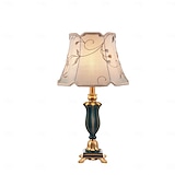cheap Bedside Lamp-Bedside Lamps Table Lamp Traditional for Living Room 21.26&#039;&#039; Retro Bedroom Lamp Resin with Gray Green Lampshade for Bedside Table Nightlamps
