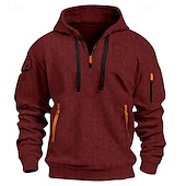 abordables sudaderas basicas hombre-Hombre Sudadera Sudadera con capucha y cremallera de un cuarto Negro Blanco Rojo Azul Piscina Caqui Con Capucha Plano Jacquard Bolsillo Deporte Diario Festivos Poliéster Ropa de calle Básico Casual
