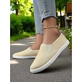 cheap Women&#039;s Sneakers-Women&#039;s Canvas Slip-On Sneakers – Lightweight Minimalist Flats for Daily Errands, Park Walks and Weekend Brunch Outings