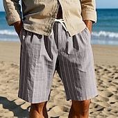 economico Vacanza-Per uomo Shorts Pantaloncini Estivi Pantaloncini casual Tasca Coulisse Elastico in vita A righe Comodità Indossabile Lunghezza al ginocchio All&#039;aperto Sport Quotidiano Moda Casual Nero Bianco