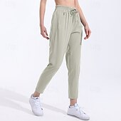 cheap Yoga Pants &amp; Bloomers-Women&#039;s fitness pants Pilates Pants Yoga Pants Drawstring with Pockets Lightweight High Waist Pilates Gym Zumba Bottoms Green Light Grey Gray Modal Fall Sports Activewear Micro-elastic Loose Fit