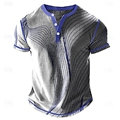 levne Geometrické-Pánské Geometrický Abstraktní Tričko Henley Waffle Tričko Krátký rukáv Denní Retro Klasické Outdoorové sporty Ležérní Dovolená Léto Jaro léto Fialová Červená Vodní modrá Šedá Henley Tričko Henley