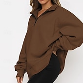 זול הודו ו sweatshirt-בגדי ריקוד נשים אחיד חולצת ספורט תעצור בצד סתיו רבע מיקוד שרוול ארוך בגדי ספורט ומנוחה עמיד לחות וויק טניס גולף ריצה משמש שחור לבן בגדי ספורט לבוש אקטיבי