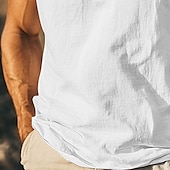 abordables Débardeurs-Homme T-shirt Sans manches Manche Courte Col en V Col rond Été Uni Texturé Mode Classique Occasionnel Pur Rue Occasionnel Sports Noir Blanche Kaki T-shirt haut de gamme pour homme