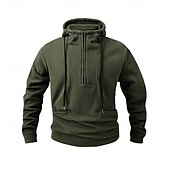 economico felpe in pile-Per uomo Felpa con cappuccio e zip Felpa con cappuccio Felpa con zip Felpa con cappuccio in pile Nero Verde militare Grigio Con Cappuccio Semplice Con zip Tasca Frontale Zip a un quarto Sport
