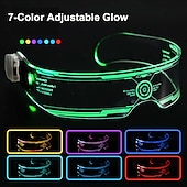 cheap Accessories-M3GAN 2.0 LED Cyberpunk Visor Glasses Doll Megan Robot Glasses Futuristic Glow Goggles with HUD Display 7-Color Light Modes Perfect for Halloween Carnival Raves Cosplay Festivals