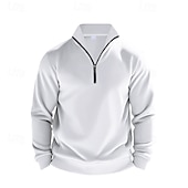 cheap Basic Sweatshirts-Men's Sweatshirt Quarter Zip Sweatshirt Apricot Black White Wine Red Half Zip Plain Sports &amp; Outdoor Daily Holiday Polyester Streetwear Basic Casual Summer Spring Clothing Apparel Hoodies Sweatshirts