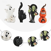 お買い得  ハロウィン-新しいハロウィーンの創造的な魔女の黒猫のカボチャの頭の樹脂の小さな装飾品デスクトップの雰囲気のアレンジメントの装飾