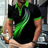 tanie Męska koszulka polo geometryczna-Męskie Geometryczny Tenké Gra polo Krótki rękaw Koszulki polo Koszule z kołnierzykiem Biznesowy swobodny Na zewnątrz Athleisure Dzienne zużycie Druk 3D Lato Czerwony Niebieski Fioletowy