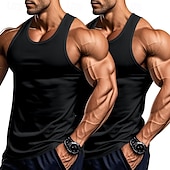 preiswerte Fitness Tank-Tops-Herren Tank Top Weste Unterhemd Ärmelloses Shirt Ärmellos Rundhalsausschnitt Sommer Einfarbig Einfach Mode Klassisch Bequem 2 Packungen Straße Lässig Sport Blau+Hellblau Weiß + Weiß Grau+Weiß Top
