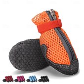 お買い得  ブーツとパウプロテクター-メッシュの犬用シューズ、ペット用ブーツ、通気性のある小型犬用犬用シューズ、滑り止めソールとジッパー開閉式の防水ペット用サンダル、熱い舗装路でも丈夫なペットの足プロテクター