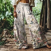 economico gamba larga e vita alta-Per donna Pantaloni Pantaloni Palazzo Moda Streetwear Comfort Lunghezza intera Vita Alta Farfalla Elastico in vita Comodo All&#039;aperto Confortevole Streetwear Abbigliamento quotidiano Uscire Beige