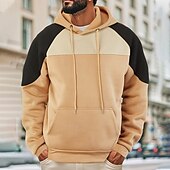 baratos camisolas de lã-Homens Moletom Moletom com capuz Moletom de lã Preto Azul Marinha Cáqui Cinzento Com Capuz Bloco de cor Bloco de cor Bolso frontal Desportos e Ar livre Casual Diário Roupa de rua Legal Designer