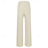 economico Pantaloni a gamba dritta-Per donna Chinos Pantaloncini Capri Elegante Vintage Moda Lunghezza alla caviglia Misura del girovita medio Semplice Pieghettato Comodo Elasticizzato blu acqua Avocado Nero Zenzero Estate Primavera