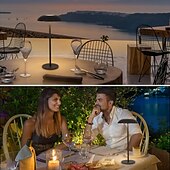 economico Lampade da tavolo-Lampada da tavolo ricaricabile in metallo di alluminio con tre colori dimmerabili e luce soffusa per la protezione degli occhi, campeggio all&#039;interno e all&#039;esterno, lettura, illuminazione da comodino, ricarica di tipo C.