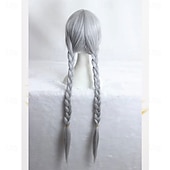 cheap Movie Character Wigs-Synthetic Wig Judy Zootopia Straight With Bangs Machine Made Wig Long Silver grey Synthetic Hair Women Cosplay Fashion Easy to Carry Gray