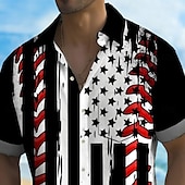 voordelige Vlag patroon-Independence Day Voor heren Amerikaanse Amerikaanse vlag Vaderlandslievend Overhemd Zomer overhemd Overhemd met knopen Korte mouw Mode-casual Feestdagen Zomer Lente Strijkijzer 3D-afdrukken shirts