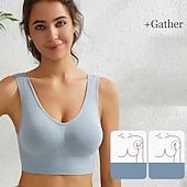 رخيصةأون حمالات صدر رياضية وصدريات-نسائي حمالة صدر اليوغا حمالة صدر بيلاتيس ستيان الرياضة حمالة الصدر ارفع غير ملحومة مضاد للاهتزاز لاسلكي لون خالص / عادي رياضة ألبسة رياضية أزرق فاتح بنفسجي غامق الصالة الرياضية زومبا ركض