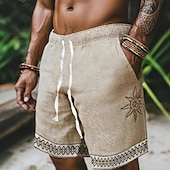 economico retrò-Per uomo Shorts Shorts di Lino Pantaloncini Estivi Shorts da Spiaggia Patchwork Elastico in vita Semplice Comodità Traspirante Corto All&#039;aperto Quotidiano Spiaggia Vacanza Moda Azzurro cielo Verde
