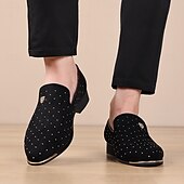 abordables Mocasines-Zapatos sin cordones de ante azul marino para hombre con detalles tachonados y detalles dorados: zapatos sin cordones de lujo para fiestas nocturnas, bodas y reuniones formales.
