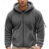 abordables pulls molletonnés-Homme Sweat à capuche zippé Sweat à capuche Sweat-shirt zippé Sweat à capuche en polaire Noir bleu marine Kaki Gris À capuche Uni Zip Up Sport &amp; Loisir Occasionnel Quotidien Streetwear Frais