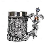 economico Tazze e tazzine-Boccale da birra con drago guerriero, regalo per l&#039;Oktoberfest, boccale con drago di fuoco della mitologia occidentale, boccale con spada nordica, tazza da caffè e birra, regalo di Natale per uomo