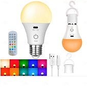 cheap Home Appliances-LED Lamp Dimmable Multicolour RGB Light Bulb 2000 mah Rechargeable Bulb A65 Light Smart Remote Control Home Decor Outdoor Activities and Camping
