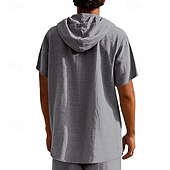 voordelige basis t-shirts-Voor heren T-shirt Henley-shirt T-shirts Shirt met korte mouwen Korte mouw Capuchon Zomer Lente Effen Modieus Ontwerper Basic Knop Vakantie Straat Uitgaan Zwart Wit Geel Top T-shirt voor mannen