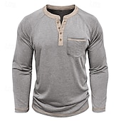 economico Magliette casual da uomo-Per uomo Maglietta Maglia Henley Camicia a Maniche Lunghe Manica Lunga Henley Primavera Autunno Blocco di colori Moda Designer Essenziale Tasche Vacanza Streetwear Uscire Rosso scuro Nero Blu marino