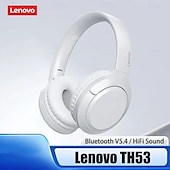 levne Herní headsety-Lenovo TH53 Bluetooth V5.4 sluchátka HiFi stereo zvuk s hudebním režimem, vestavěná sluchátka, 2 mikrofony pro HD hovory