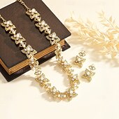 abordables Parures de Bijoux-Parure de bijoux 2 Zircon Perle Zircon 1 Collier Boucles d&#039;oreilles Femmes Élégant ancien Luxe Mignon Perles Etoile Forme de Fleur irrégulier Parure de Bijoux Pour Mariage Soirée Tenue de soirée