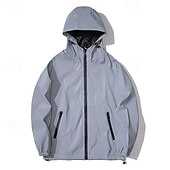 levne Sportovní bunda-Pánské Reflexní bunda Sporty a outdoor Denní Reflexní Rüzgarlık Kapsy Kapuce Jaro &amp; podzim Pevná barva Aktivní Módní Mikina Standardní Šedá Saka