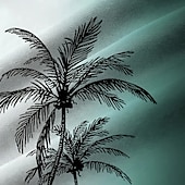 billiga Tropiska växter-Herr Kokosnötsträd Gradientfärg Skjorta Hawaii skjorta Knapp upp skjorta Kortärmad Hawaiisk Semester Helgdag Standkläder Sommar Vår Nedvikt 3D-utskrift Främre en ficka Linne som skjorta Svart Vin Bl