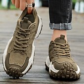 preiswerte Sneaker für Herren-Olivgrüne Wander-Sneaker für Herren – strapazierfähige Outdoor-Wanderschuhe mit atmungsaktivem Mesh und robuster Sohle für Trail-Walking, Camping und den täglichen Gebrauch im Freien
