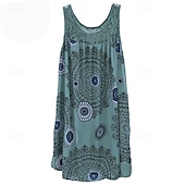 preiswerte Ausgefallene Kleider-Damen Langes Kleid Maxikleid Freizeitkleid Schwingkleid Sommerkleid Unterkleid Mode Modern Täglich Strand Wochenende Normale Passform Grafik Ärmellos Rundhalsausschnitt Schwarz Weiß Gelb Wein Sommer