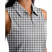 abordables Chemise pour femmes-Femmes Pied-de-poule T-shirt de sport T-shirt POLO Chemise de tennis Sans manches Fermeture éclair Haute élasticité Évacuation de l'Humidité Respirant Tennis Le golf Course Col Rabattu Col zippé