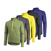 preiswerte Radtrikot Herren-ARESFUEL Herren Radtrikot Langarm Herbst Fahhrad Oberteil mit 3 Gesäßtaschen Mountainbike MTB Schnelltrocknend Atmungsaktivität Schweißableitend Schwarz Gelb Grün Spandex Sport Bekleidung