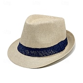 voordelige Feesthoeden-Britse jazzhoed, herenzonbescherming, zonnehoed, strandhoed, strohoed, casual hoed